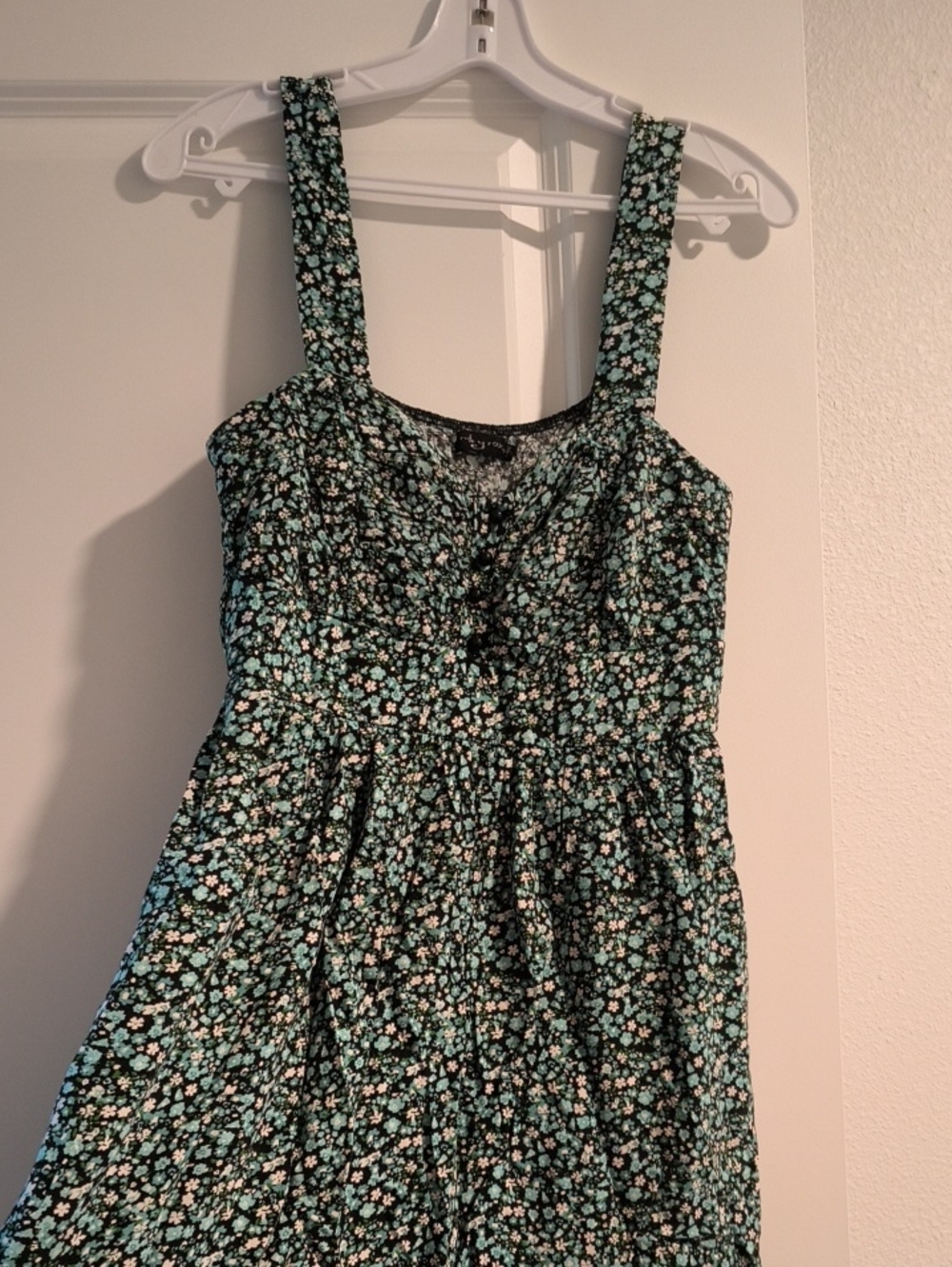 Ruby Rox Black Dress with Teal Floral Print